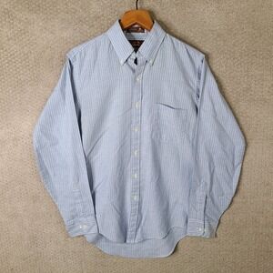 Vintage Arnie Shirt Men 16 34/35 Blue Striped Button Down Regular Cotton Blend